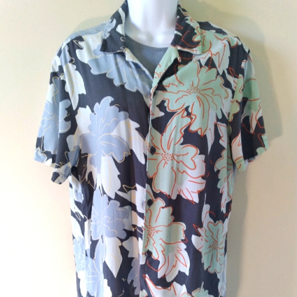 TOPMAN FLORAL SHORT SLEEVE BUTTON UP CAMP SHIRT